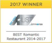 Bay Area A-List winner for best romantic restaurant 2014-2017